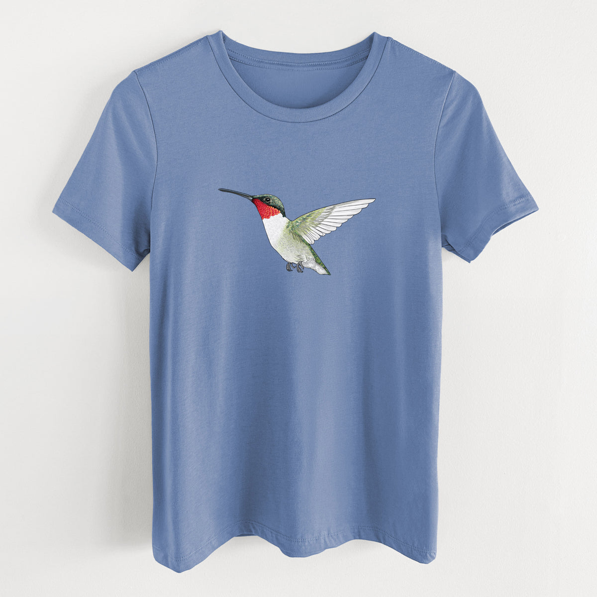 Vibrant Ruby-throated Hummingbird - Archilochus colubris - Women&#39;s Lightweight Relaxed Fit 100% Cotton Crewneck