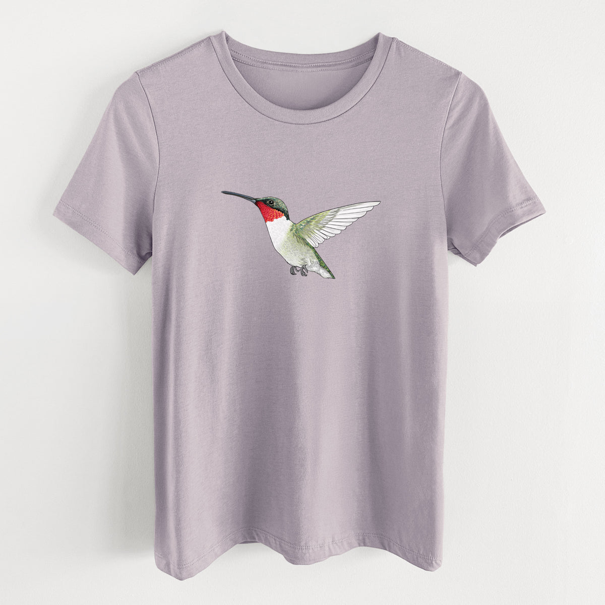 Vibrant Ruby-throated Hummingbird - Archilochus colubris - Women&#39;s Lightweight Relaxed Fit 100% Cotton Crewneck