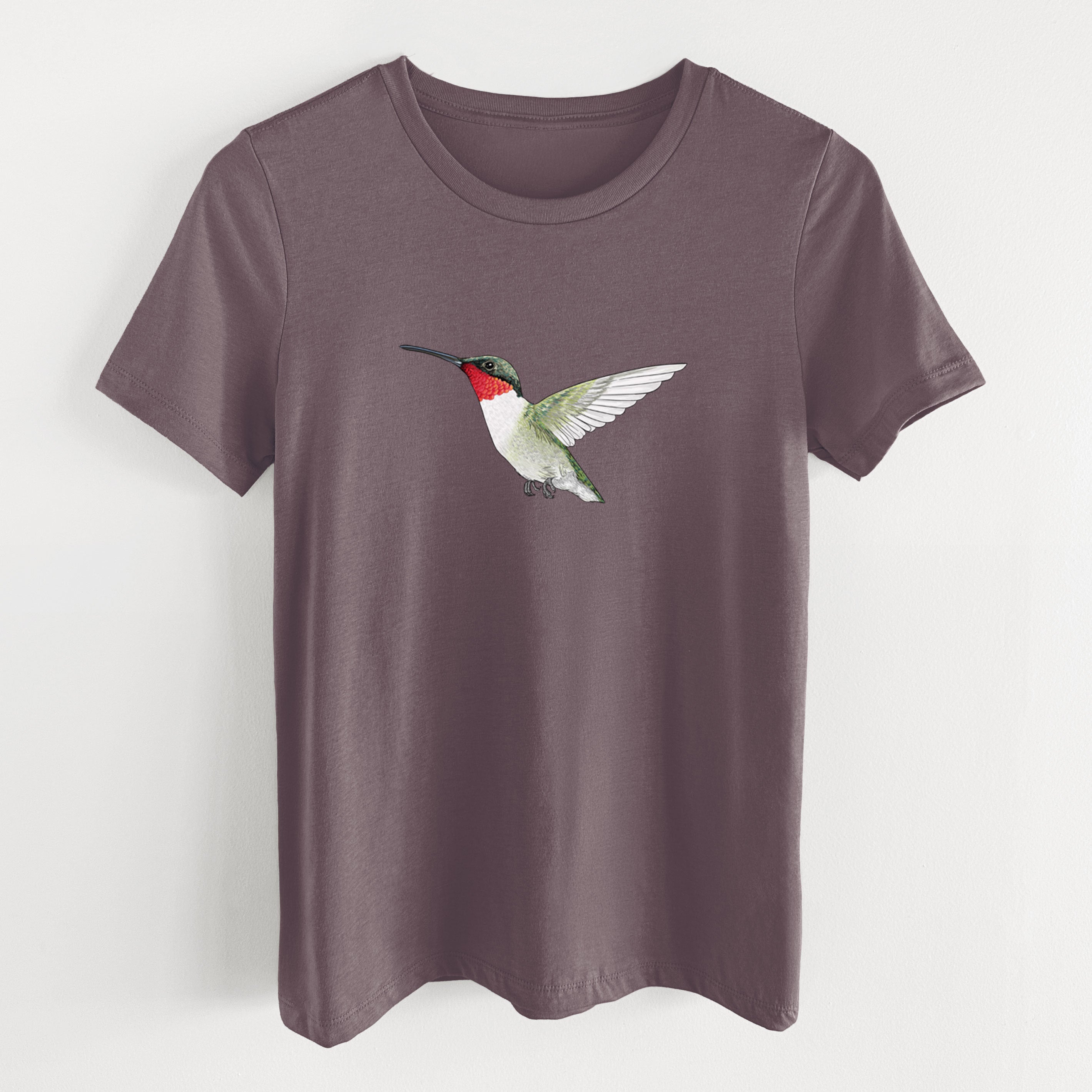 Vibrant Ruby-throated Hummingbird - Archilochus colubris - Women's Lightweight Relaxed Fit 100% Cotton Crewneck