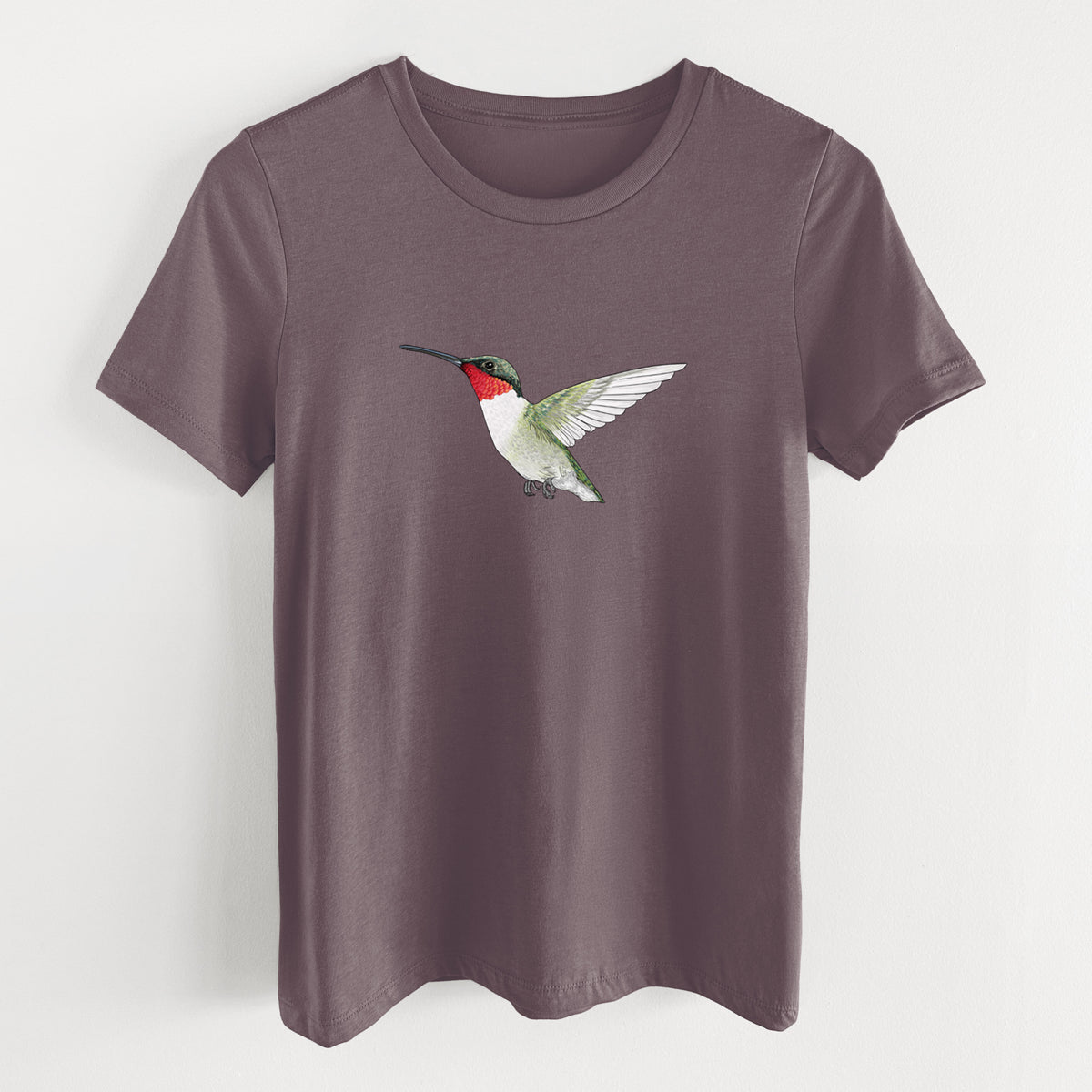 Vibrant Ruby-throated Hummingbird - Archilochus colubris - Women&#39;s Lightweight Relaxed Fit 100% Cotton Crewneck
