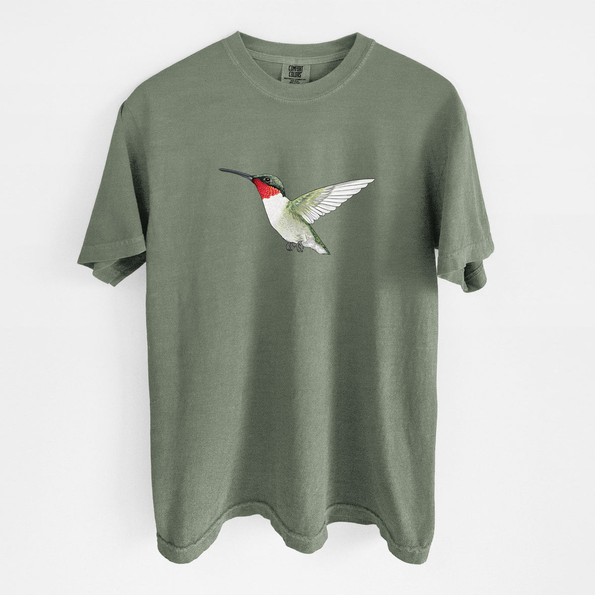 Vibrant Ruby-throated Hummingbird - Archilochus colubris - Unisex Comfort Colors Garment-Dyed Heavyweight T-shirt