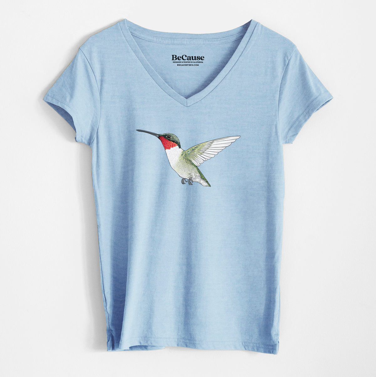 Vibrant Ruby-throated Hummingbird - Archilochus colubris - Women&#39;s 100% Recycled V-neck