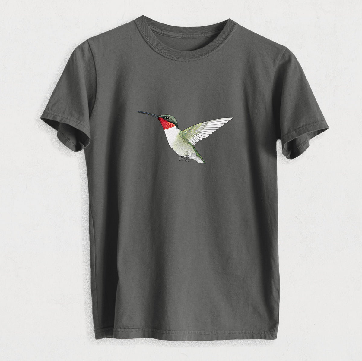 Vibrant Ruby-throated Hummingbird - Archilochus colubris - Heavyweight Men&#39;s 100% Organic Cotton Tee