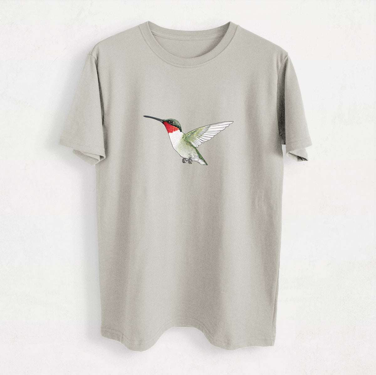 Vibrant Ruby-throated Hummingbird - Archilochus colubris - Heavyweight Men&#39;s 100% Organic Cotton Tee