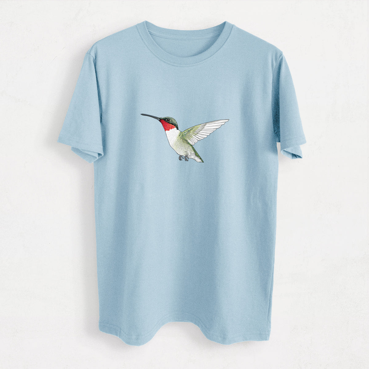 Vibrant Ruby-throated Hummingbird - Archilochus colubris - Heavyweight Men&#39;s 100% Organic Cotton Tee