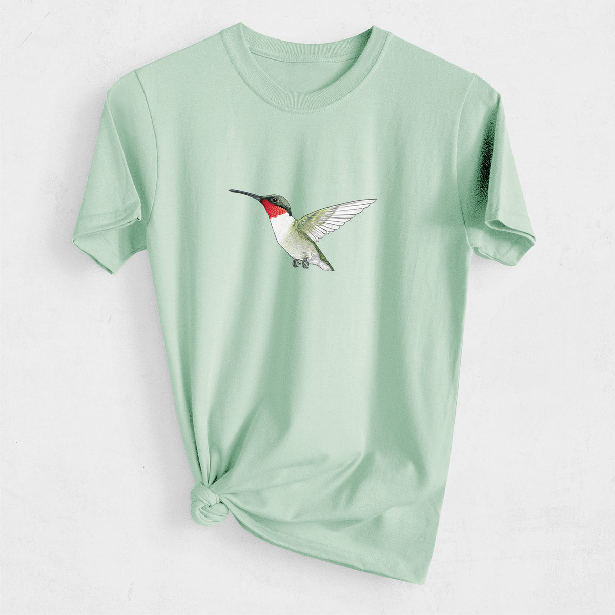 Vibrant Ruby-throated Hummingbird - Archilochus colubris - Heavyweight Men&#39;s 100% Organic Cotton Tee