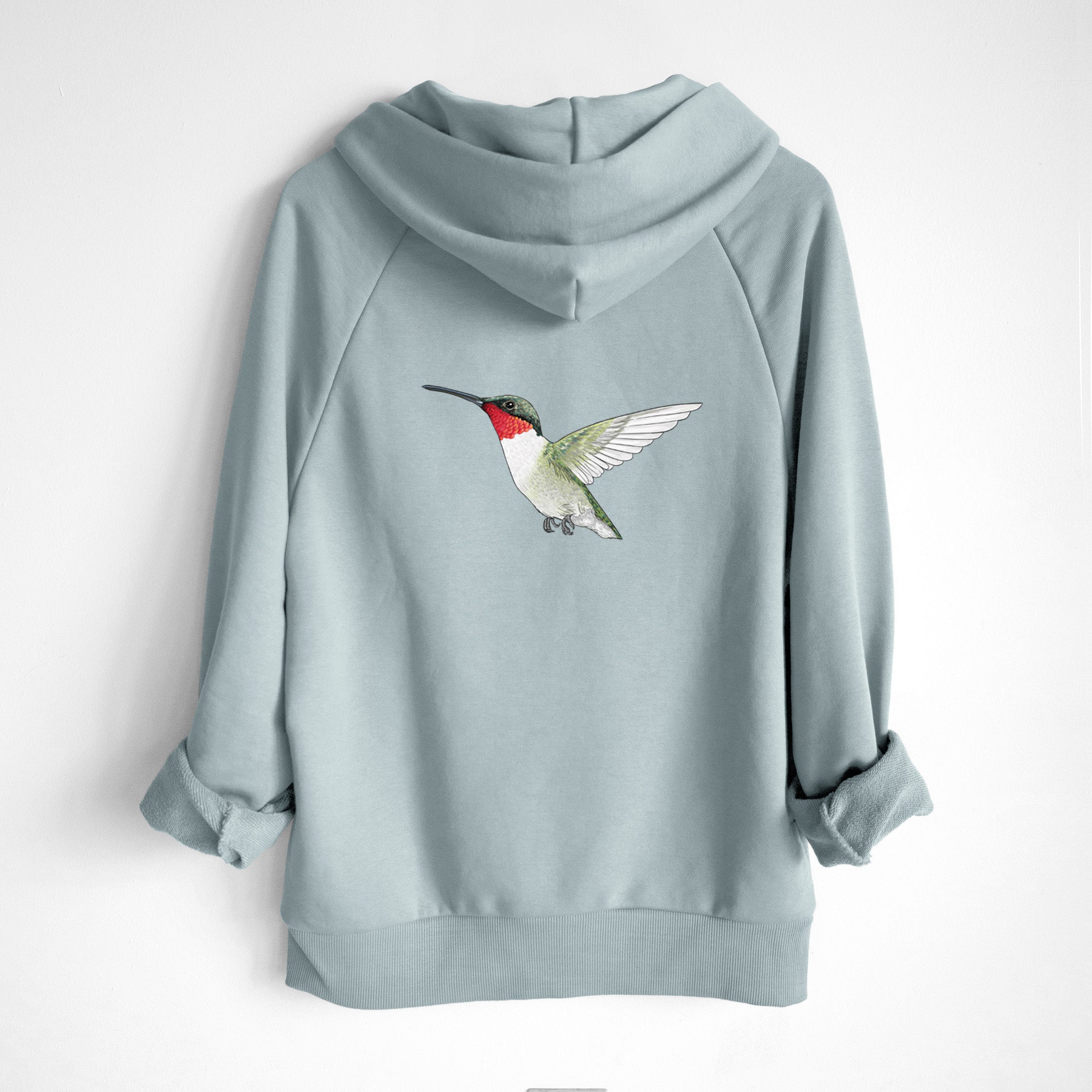 Vibrant Ruby-throated Hummingbird - Archilochus colubris - UltraLuxe Heavyweight French Terry Hoodie