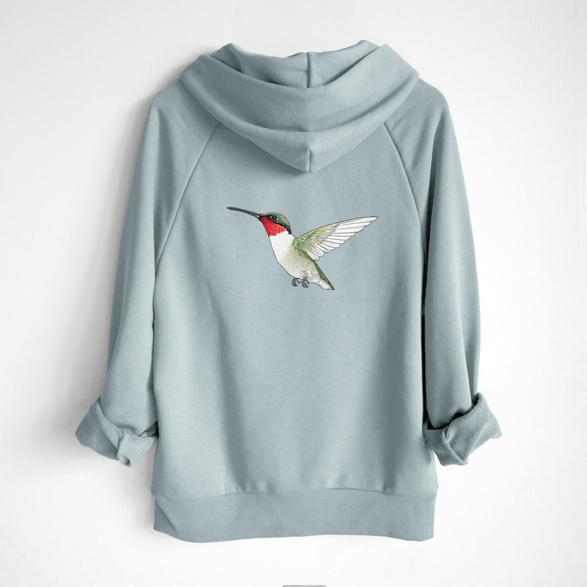 Vibrant Ruby-throated Hummingbird - Archilochus colubris - UltraLuxe Heavyweight French Terry Hoodie