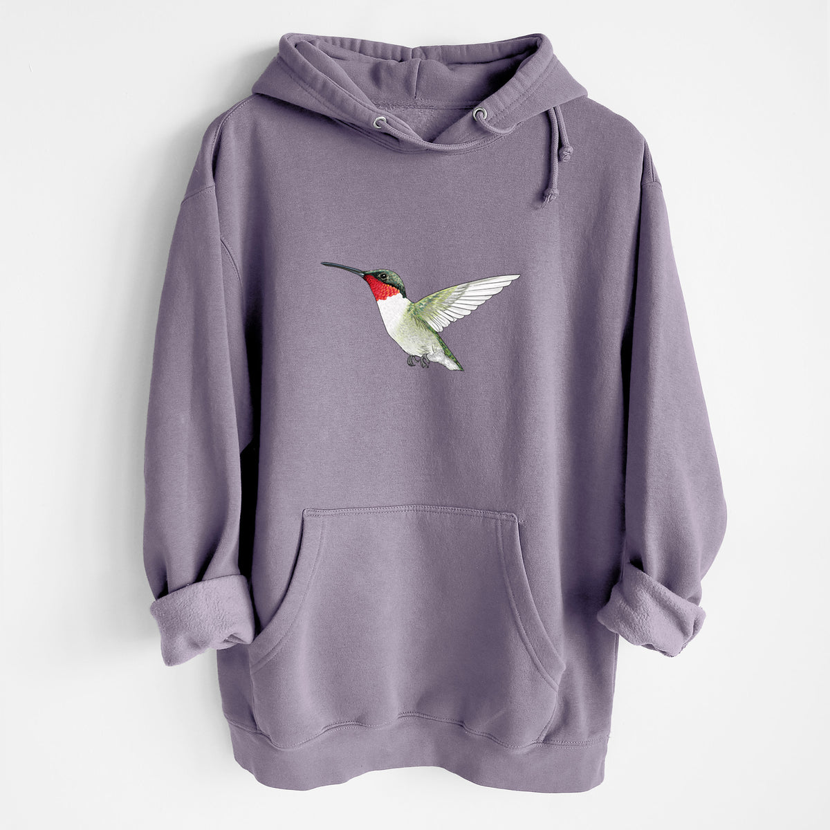 Vibrant Ruby-throated Hummingbird - Archilochus colubris - Heavyweight Fleece Hoodie