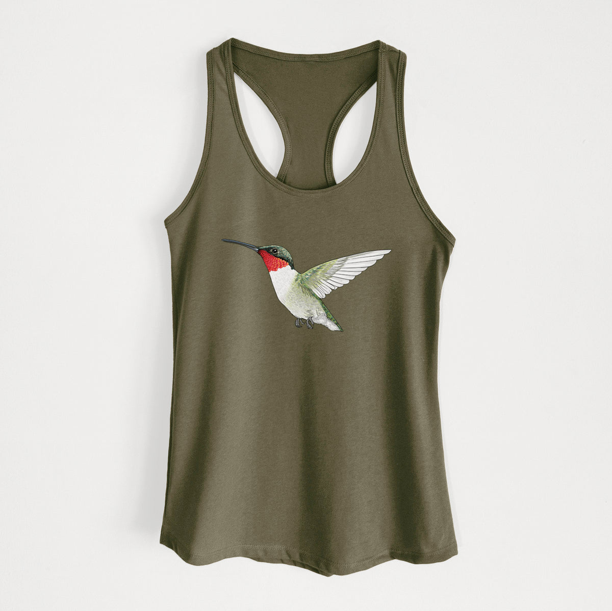 Vibrant Ruby-throated Hummingbird - Archilochus colubris - Women&#39;s Racerback Tanktop