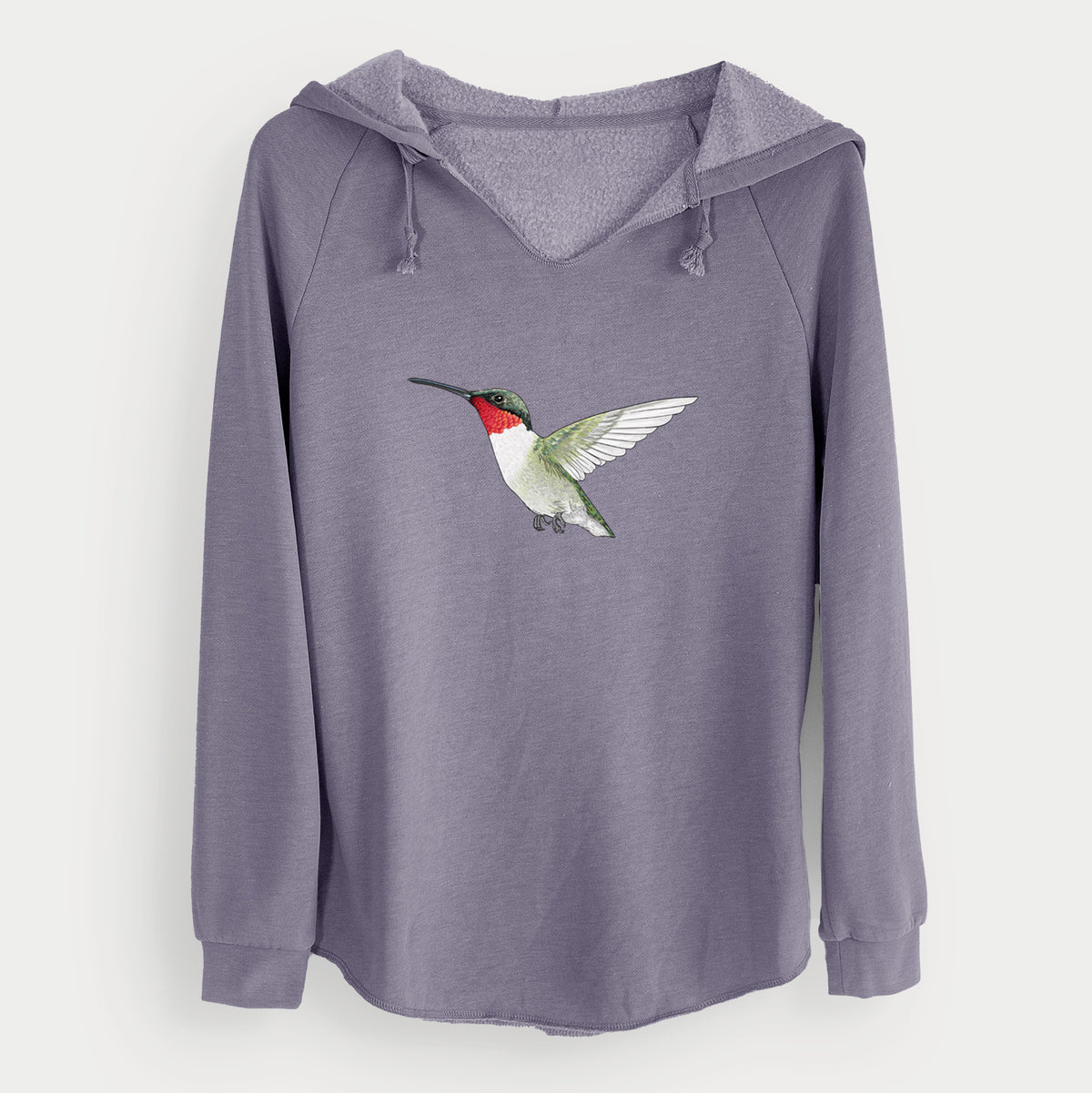 Vibrant Ruby-throated Hummingbird - Archilochus colubris - Cali Wave Hooded Sweatshirt