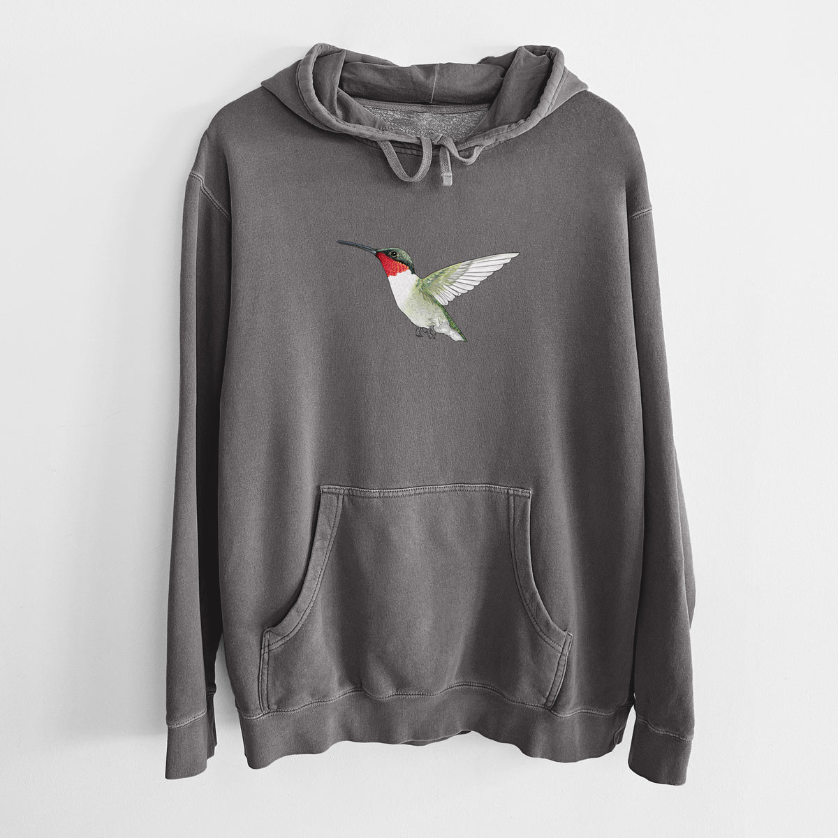 Vibrant Ruby-throated Hummingbird - Archilochus colubris - Unisex Pigment Dyed Hoodie