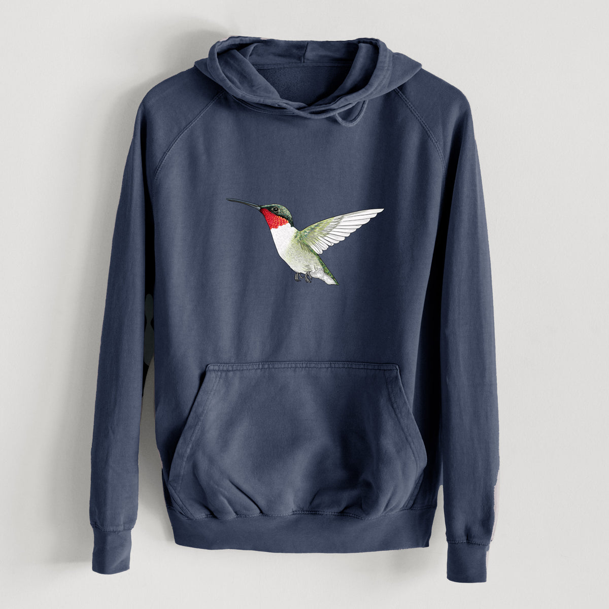 Vibrant Ruby-throated Hummingbird - Archilochus colubris  - Mid-Weight Unisex Vintage 100% Cotton Hoodie