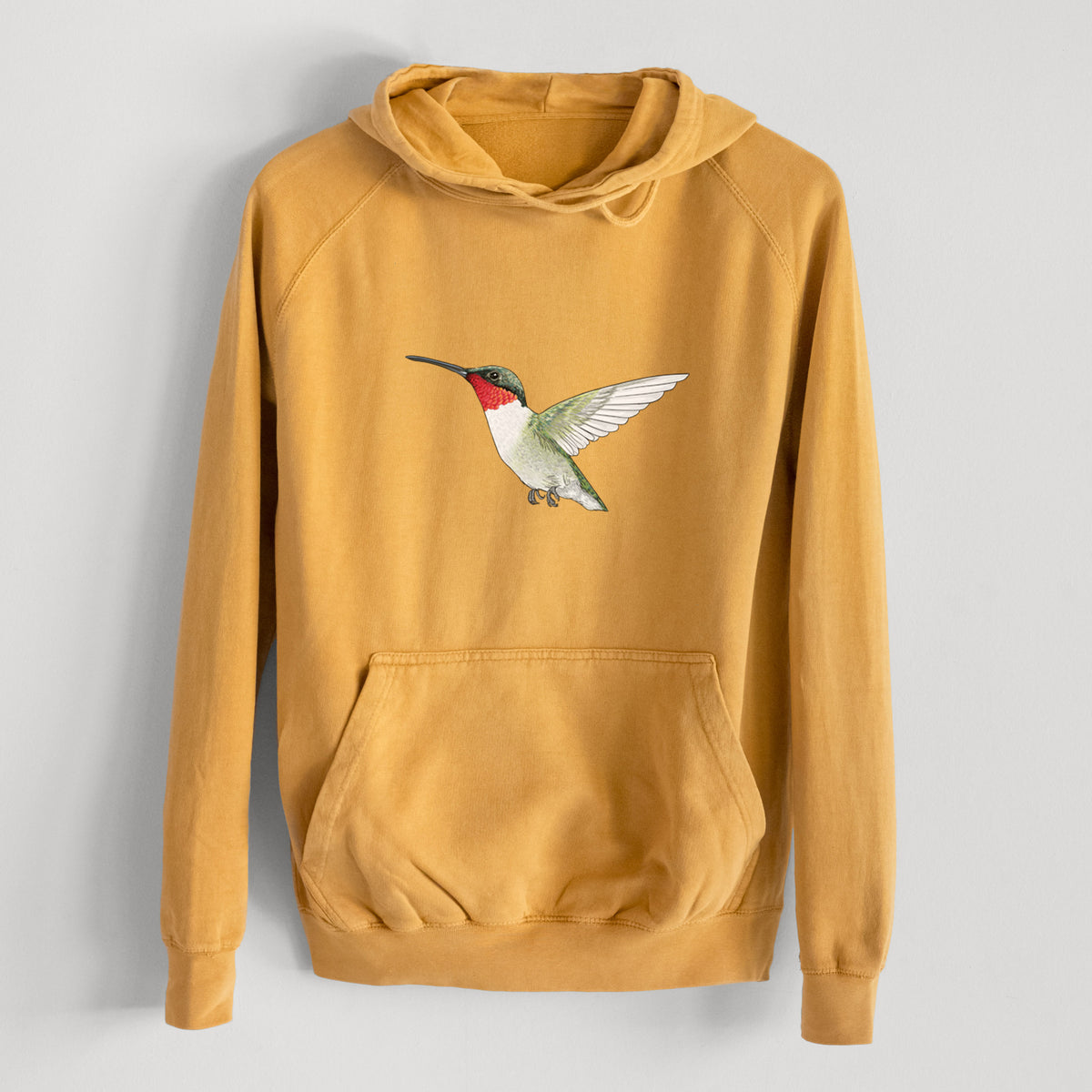 Vibrant Ruby-throated Hummingbird - Archilochus colubris  - Mid-Weight Unisex Vintage 100% Cotton Hoodie