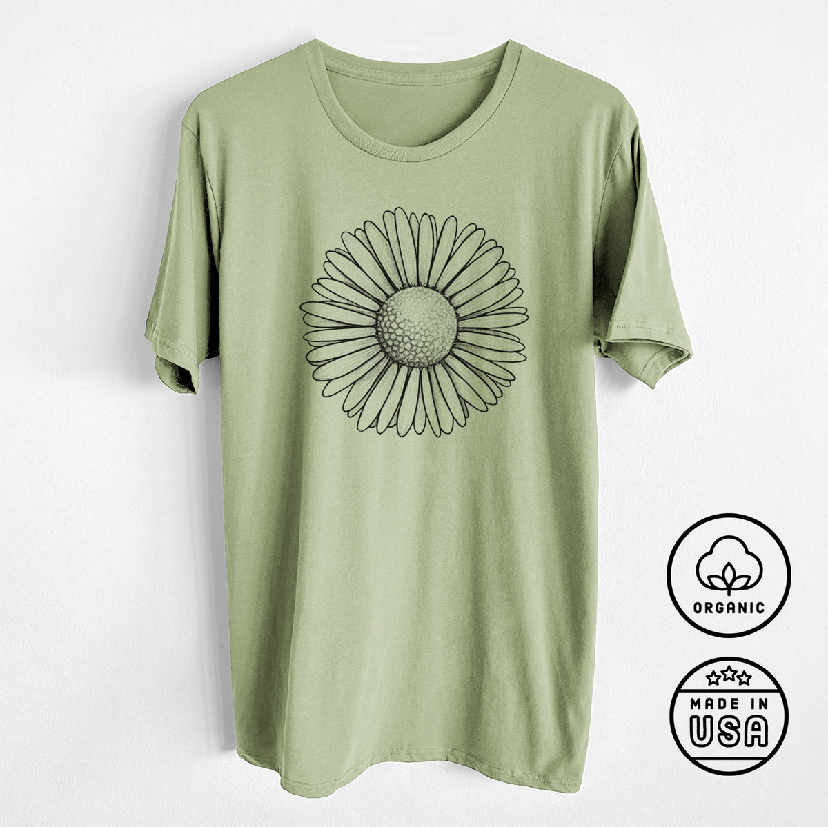 CLOSEOUT - Bellis perennis - The Common Daisy - Unisex Crewneck - Made in USA - 100% Organic Cotton