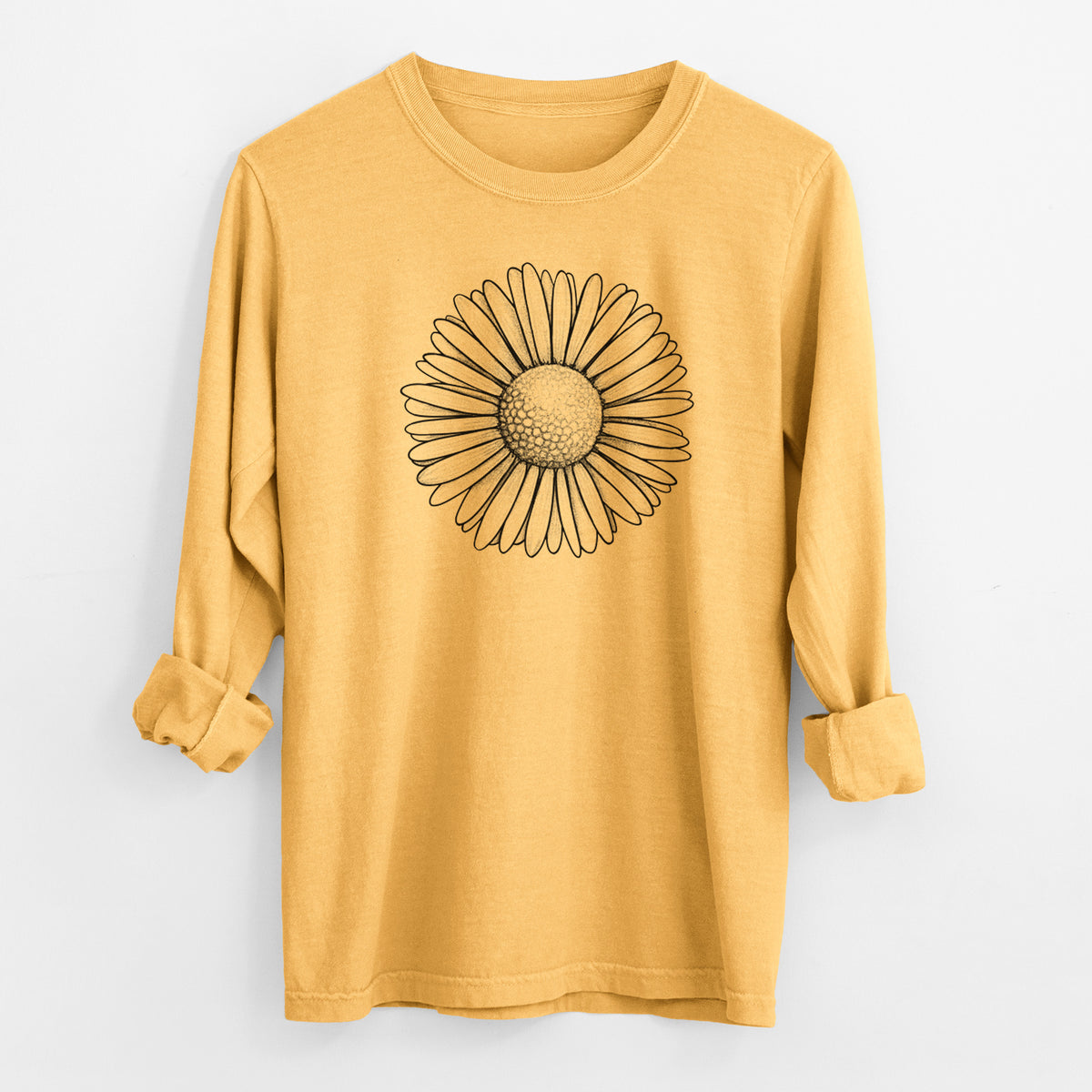 Bellis perennis - The Common Daisy - Men&#39;s Heavyweight 100% Cotton Long Sleeve