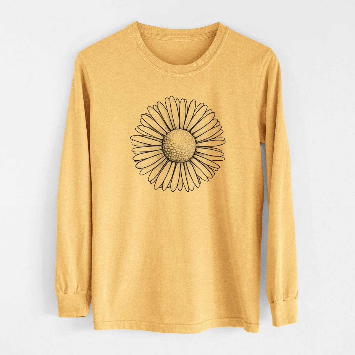 Bellis perennis - The Common Daisy - Men&#39;s Heavyweight 100% Cotton Long Sleeve