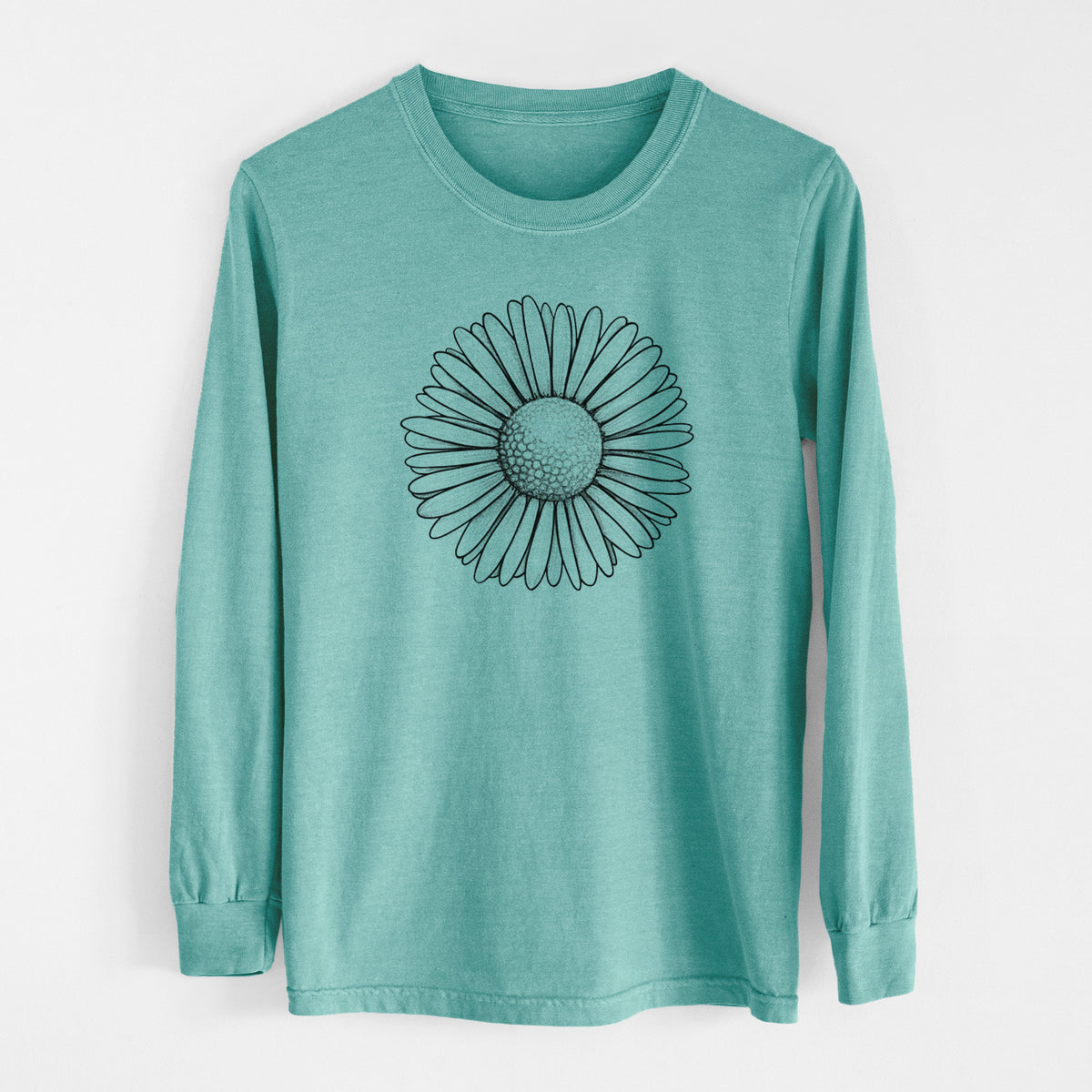 Bellis perennis - The Common Daisy - Men&#39;s Heavyweight 100% Cotton Long Sleeve