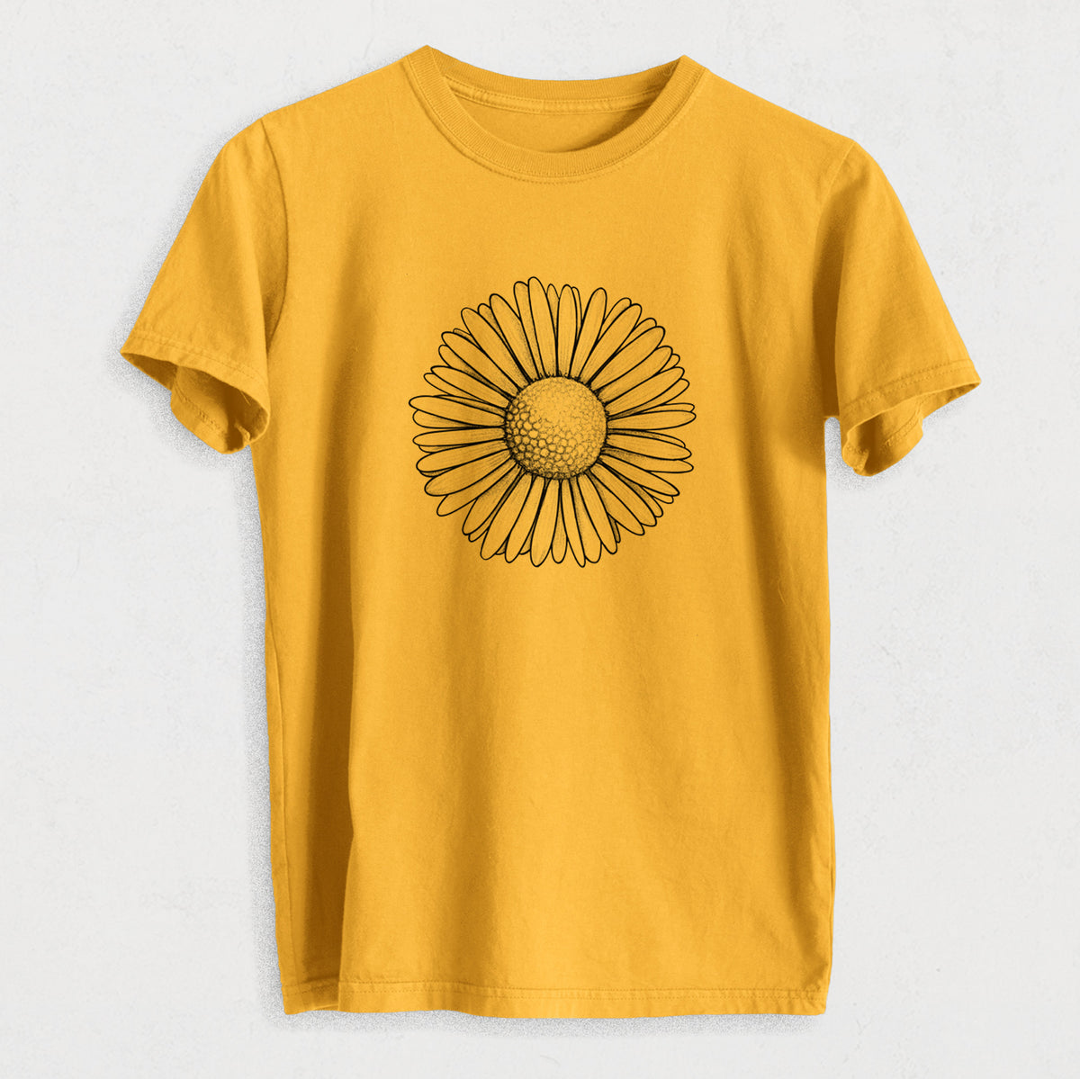 Bellis perennis - The Common Daisy - Heavyweight Men&#39;s 100% Organic Cotton Tee