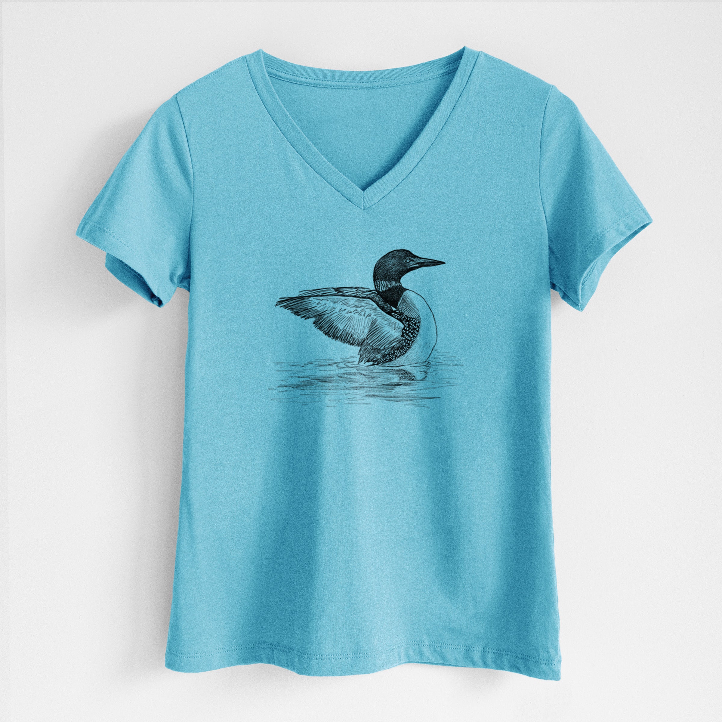 Common Loon - Gavia immer - Women's Lightweight Relaxed Fit 100% Cotton V-neck