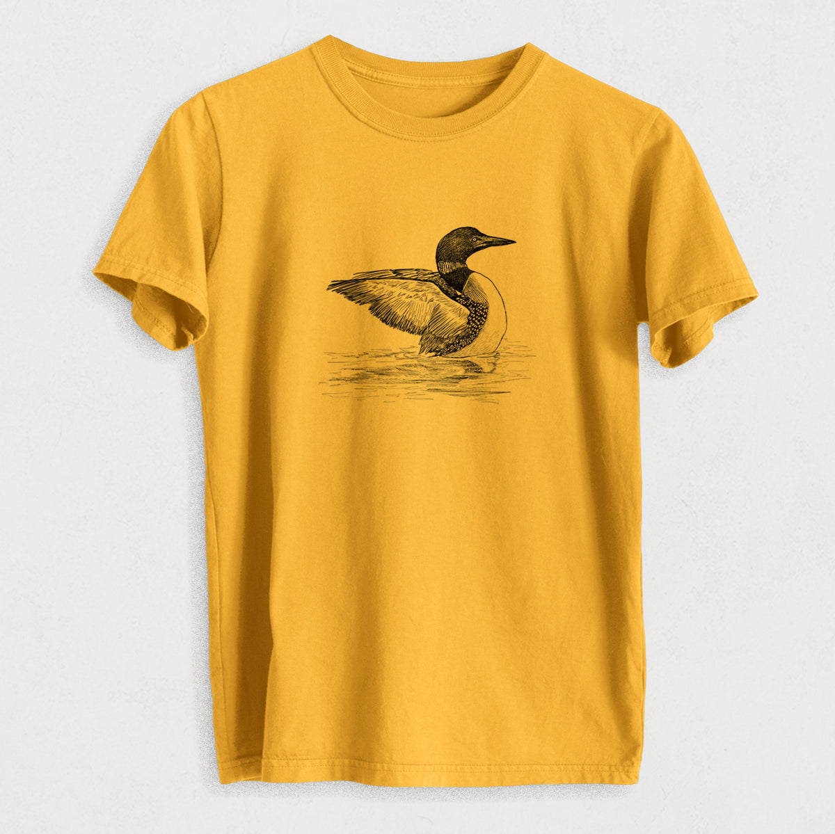 Common Loon - Gavia immer - Heavyweight Men&#39;s 100% Organic Cotton Tee