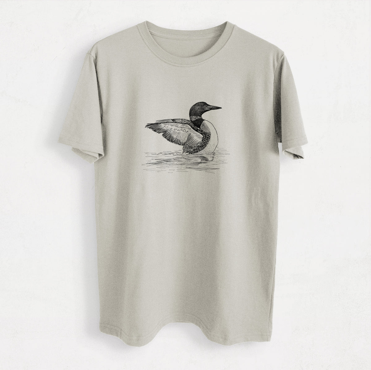 Common Loon - Gavia immer - Heavyweight Men&#39;s 100% Organic Cotton Tee