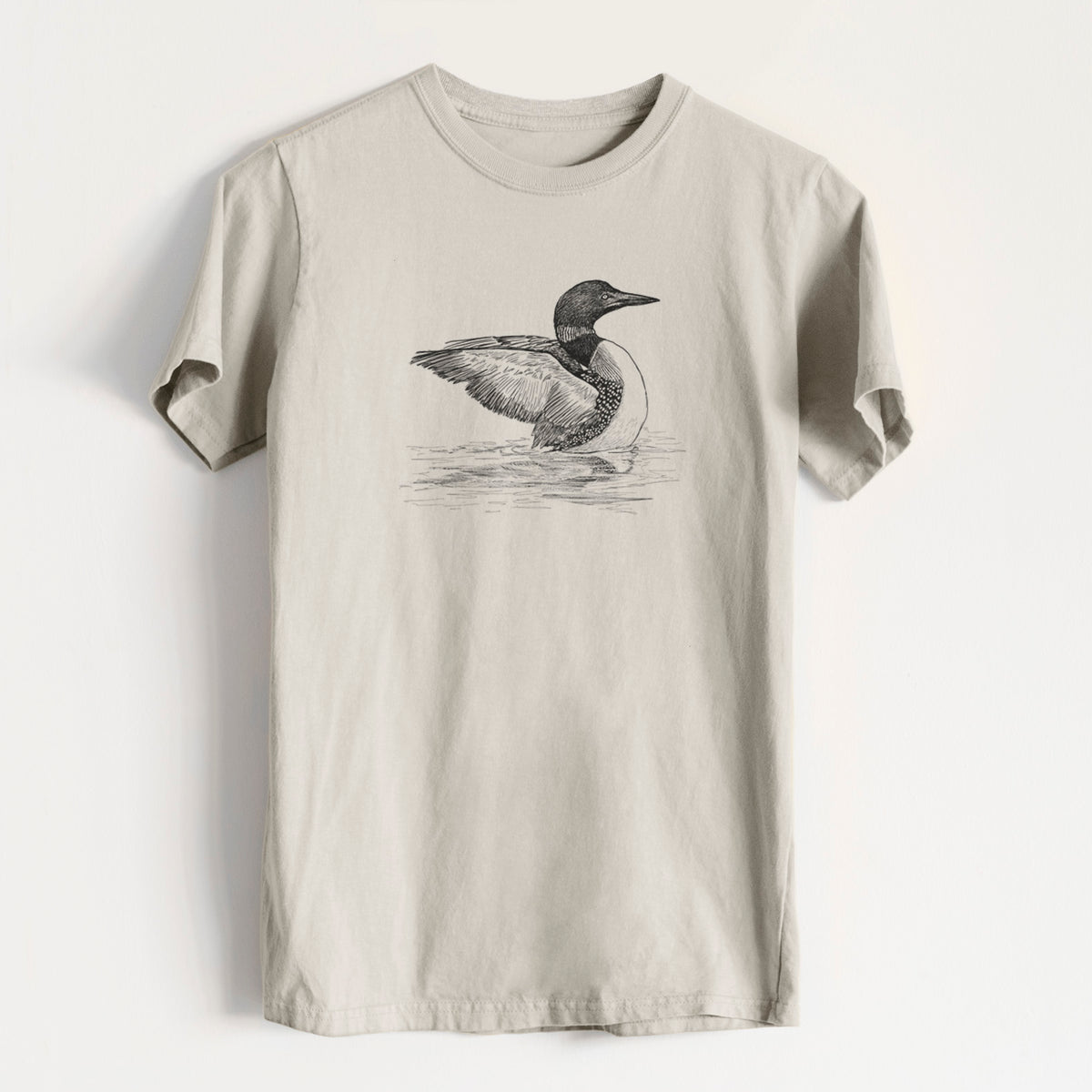 Common Loon - Gavia immer - Heavyweight Men&#39;s 100% Organic Cotton Tee