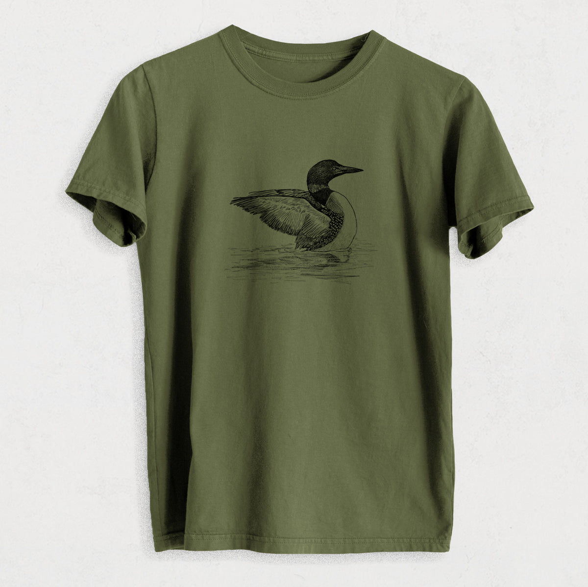 Common Loon - Gavia immer - Heavyweight Men&#39;s 100% Organic Cotton Tee