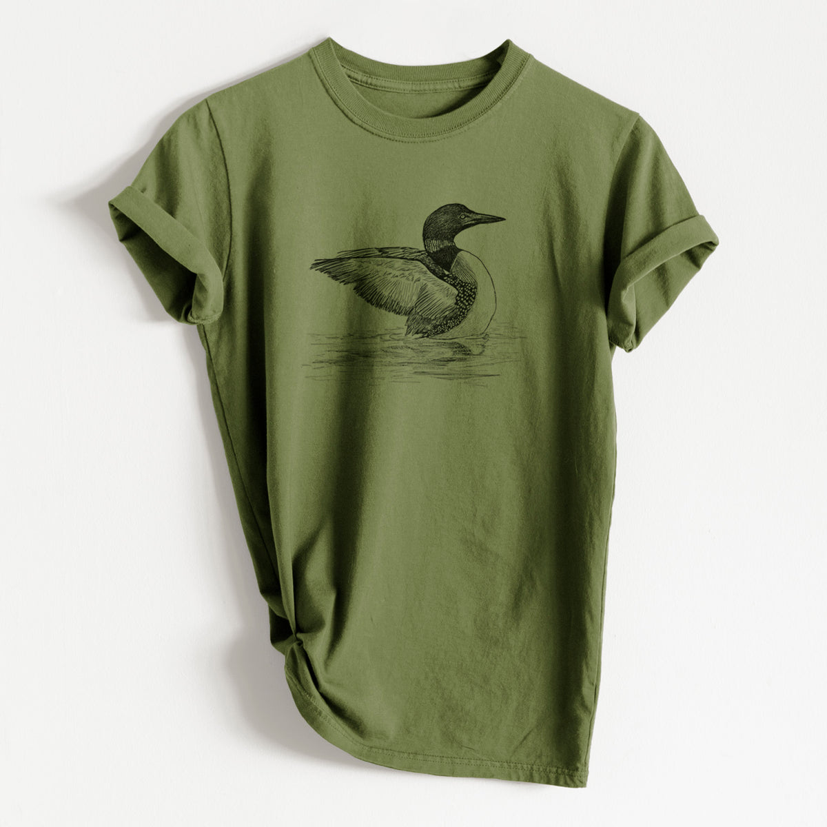 Common Loon - Gavia immer - Heavyweight Men&#39;s 100% Organic Cotton Tee