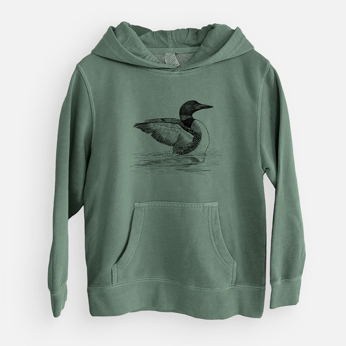 Common Loon - Gavia immer - Youth Pigment Dyed Hoodie