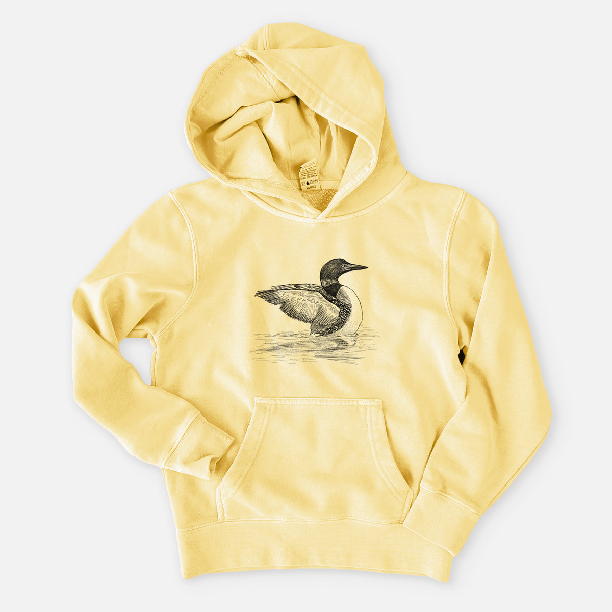 Common Loon - Gavia immer - Youth Pigment Dyed Hoodie