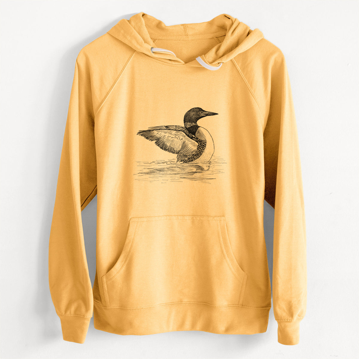 CLEARANCE - Common Loon - Gavia immer  - Unisex Slim Fit Loopback Terry Hoodie