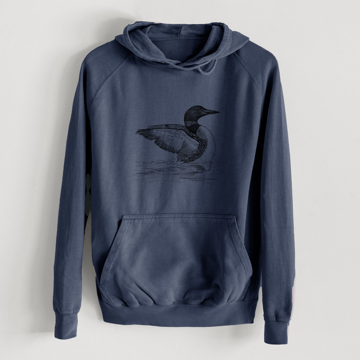 Common Loon - Gavia immer  - Mid-Weight Unisex Vintage 100% Cotton Hoodie