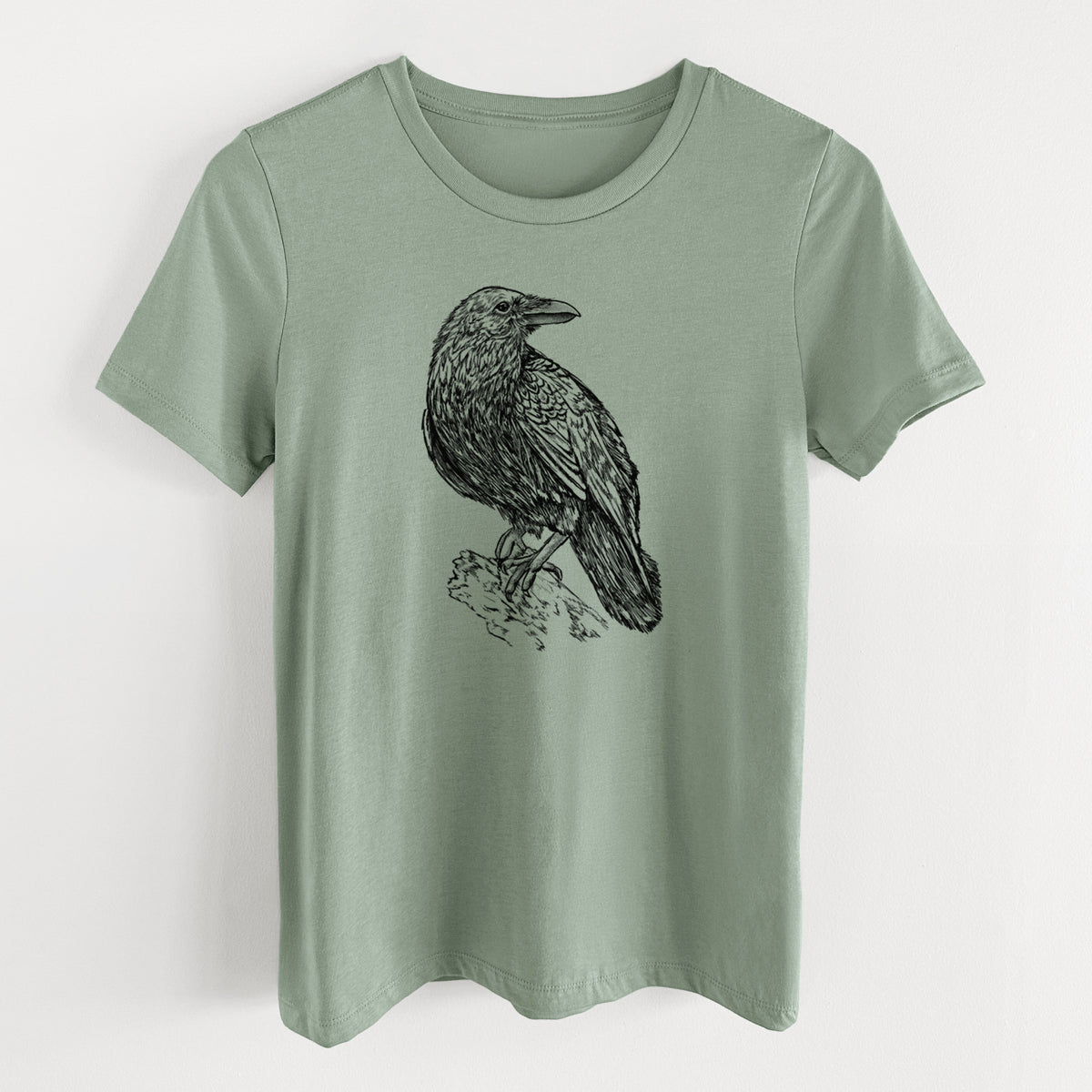 Corvus corax - Common Raven - Women&#39;s Lightweight Relaxed Fit 100% Cotton Crewneck