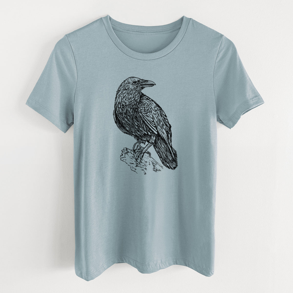 Corvus corax - Common Raven - Women&#39;s Lightweight Relaxed Fit 100% Cotton Crewneck