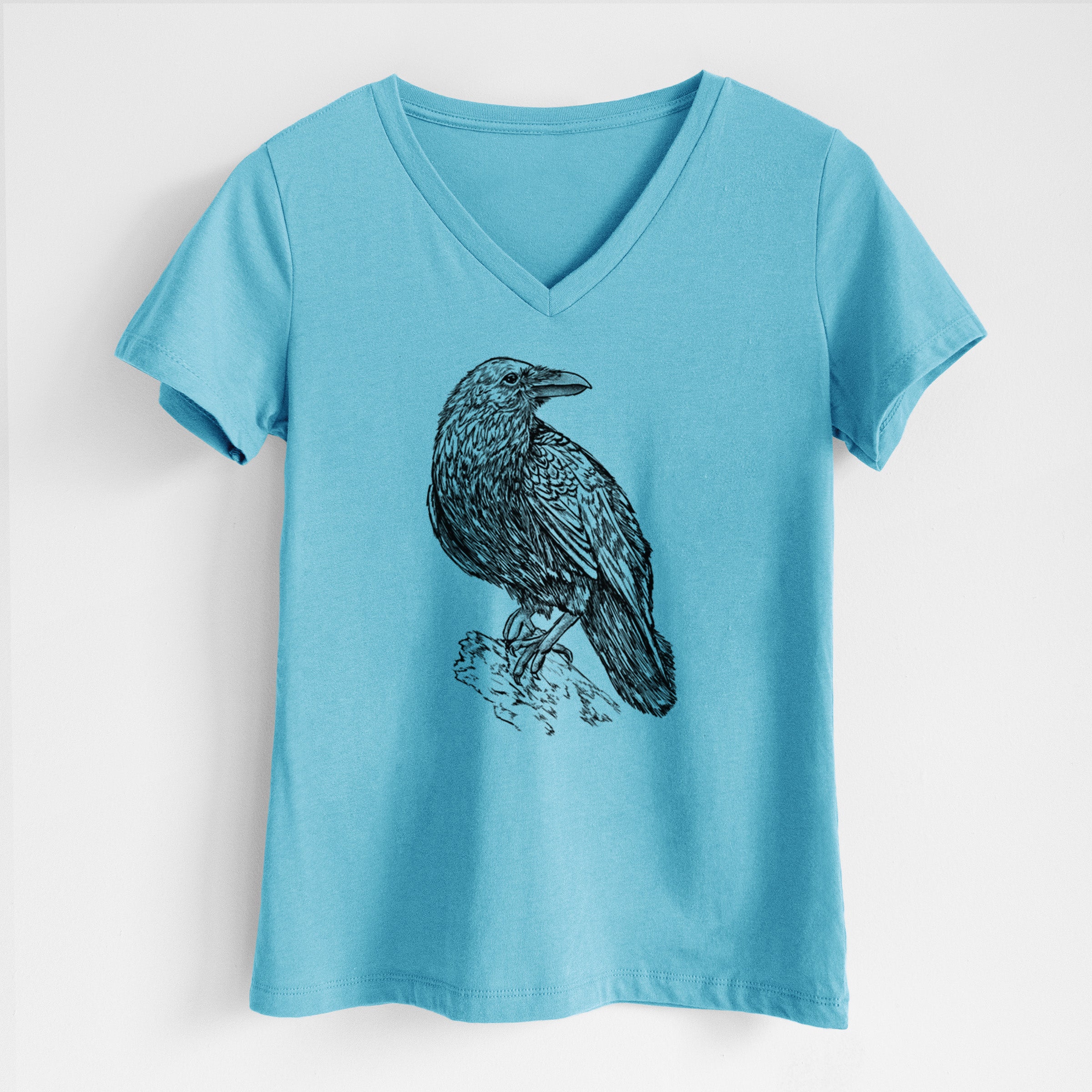 Corvus corax - Common Raven - Women's Lightweight Relaxed Fit 100% Cotton V-neck