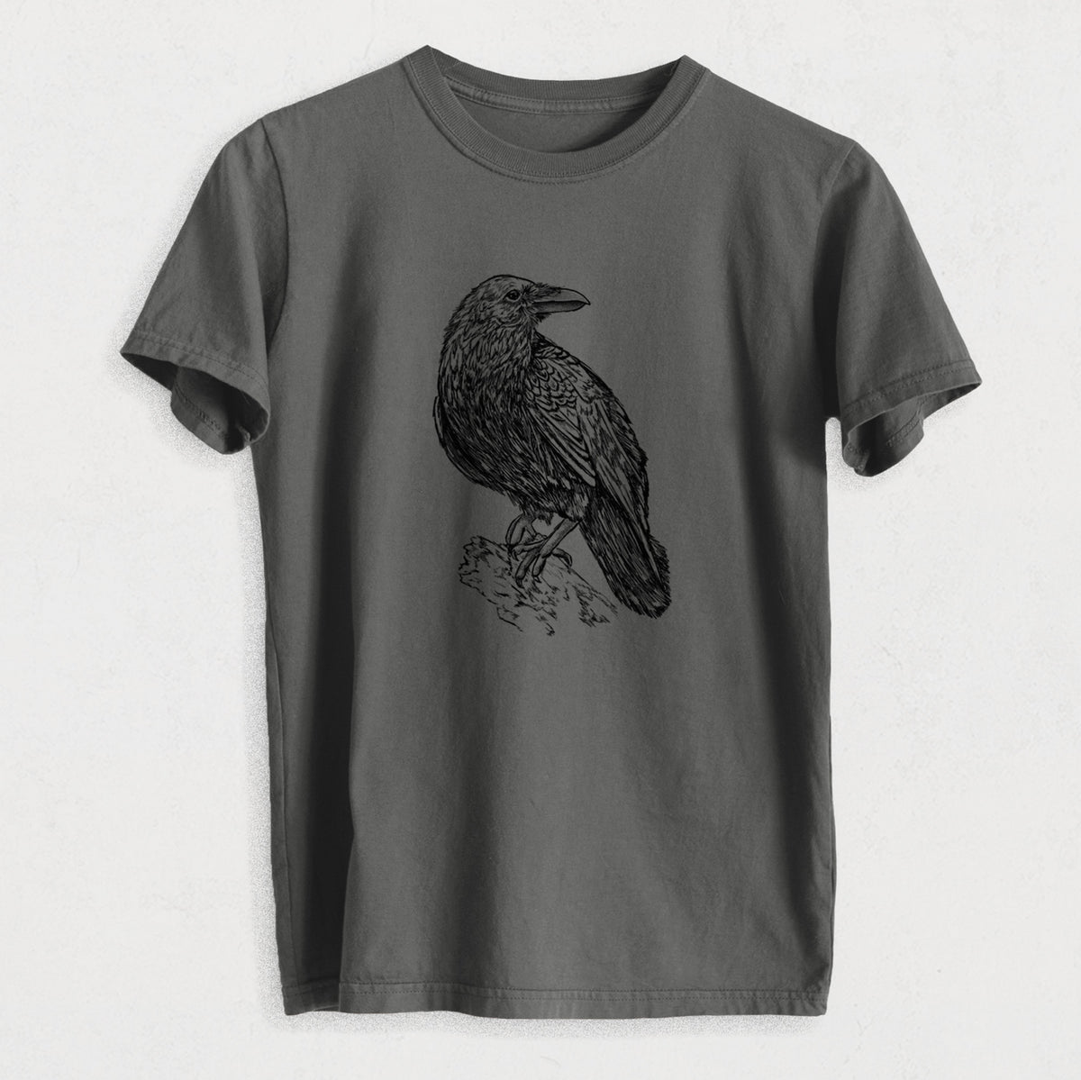 Corvus corax - Common Raven - Heavyweight Men&#39;s 100% Organic Cotton Tee