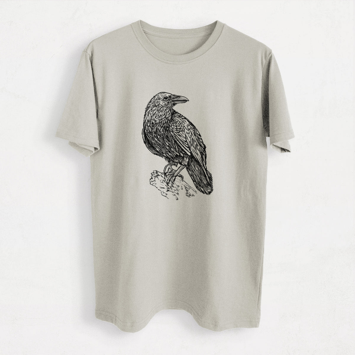 Corvus corax - Common Raven - Heavyweight Men&#39;s 100% Organic Cotton Tee
