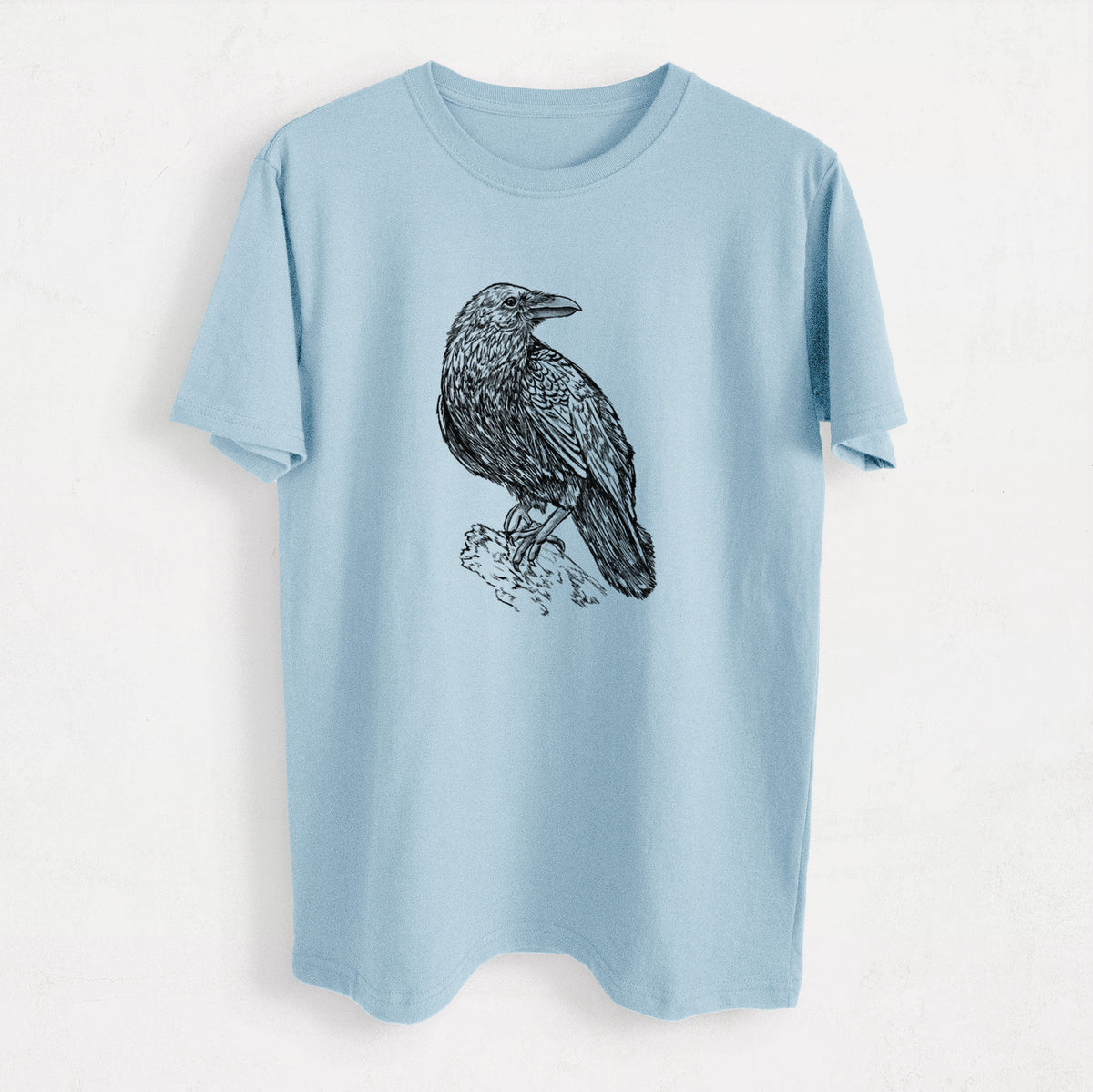 Corvus corax - Common Raven - Heavyweight Men&#39;s 100% Organic Cotton Tee