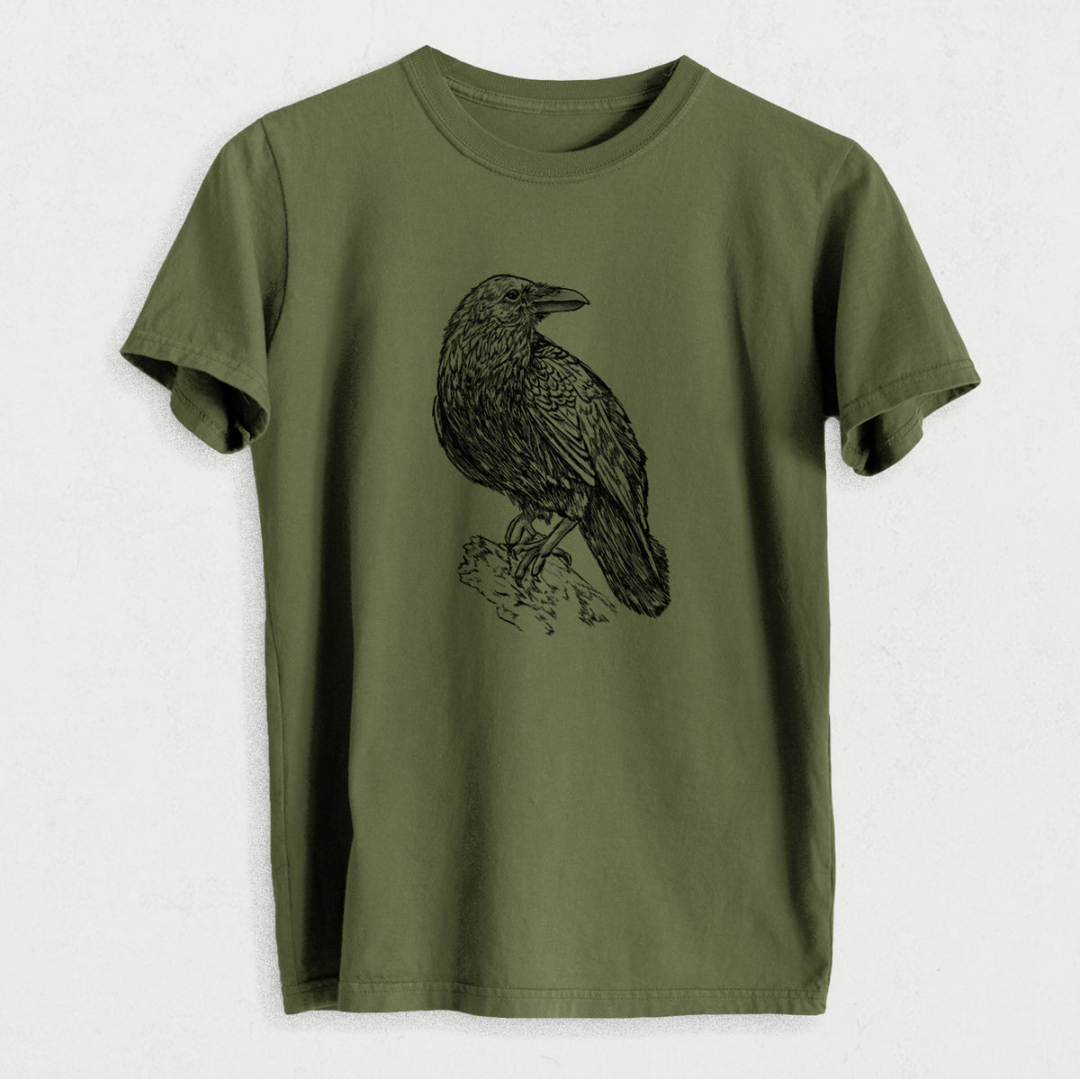 Corvus corax - Common Raven - Heavyweight Men&#39;s 100% Organic Cotton Tee