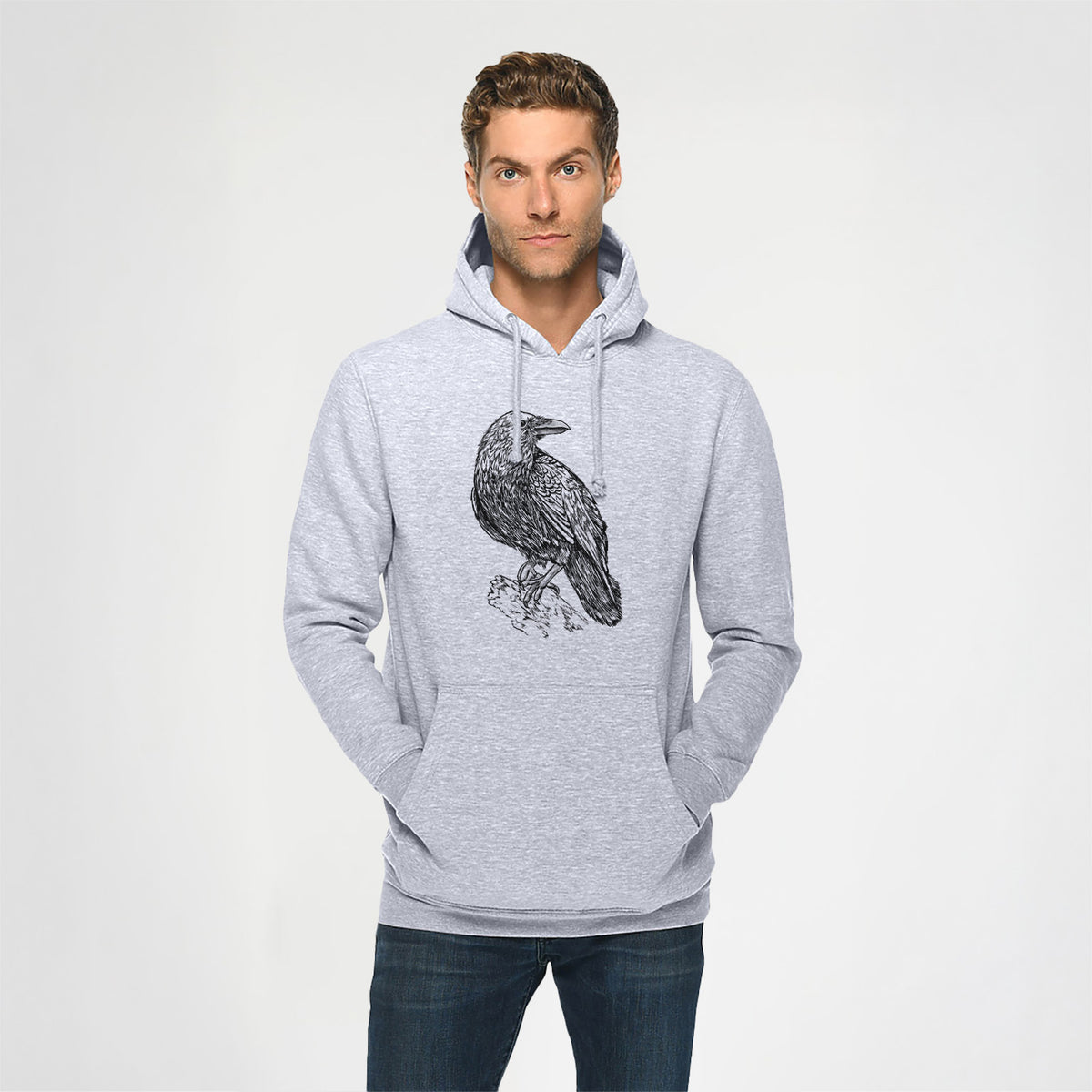 Corvus corax - Common Raven - Heavyweight Fleece Hoodie