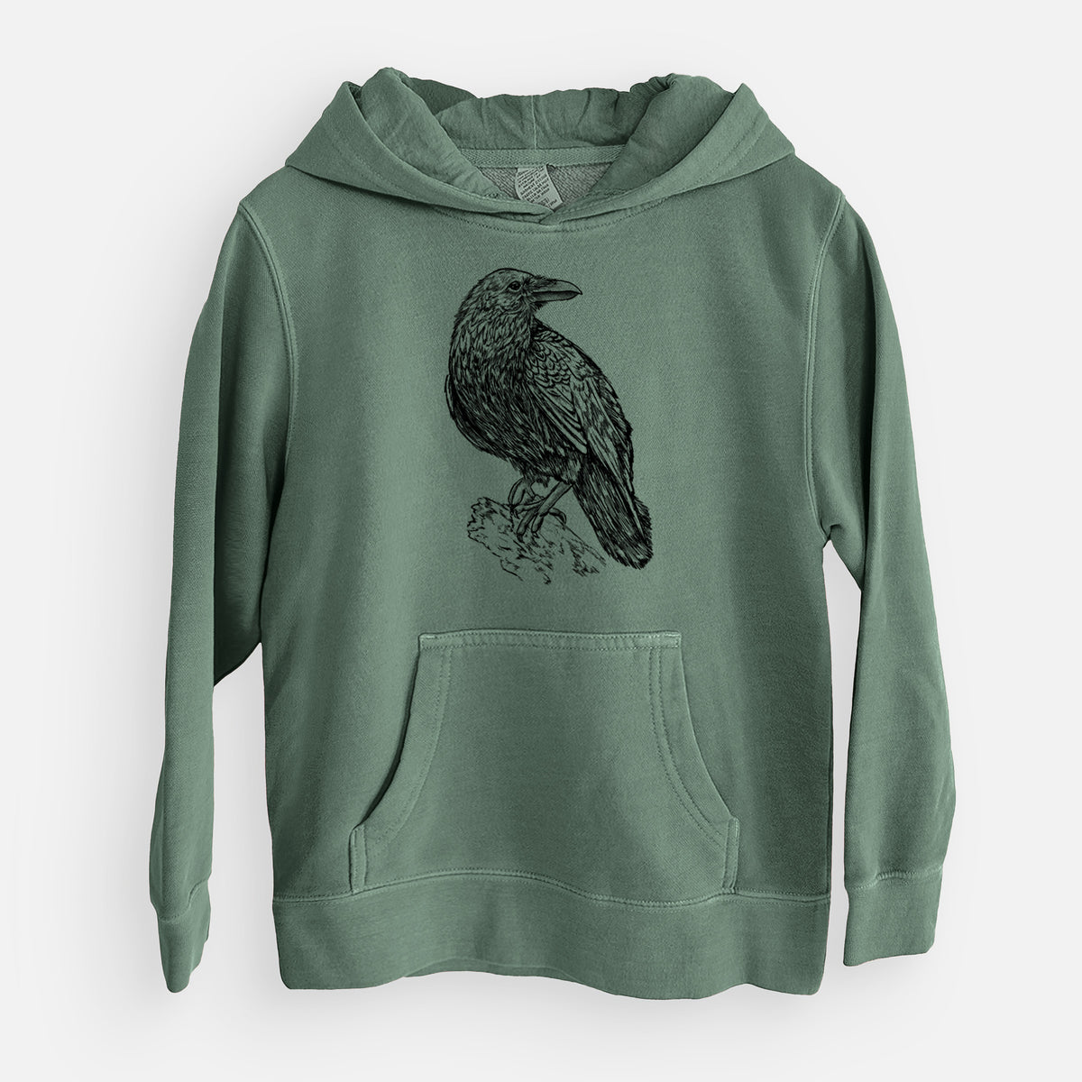 Corvus corax - Common Raven - Youth Pigment Dyed Hoodie