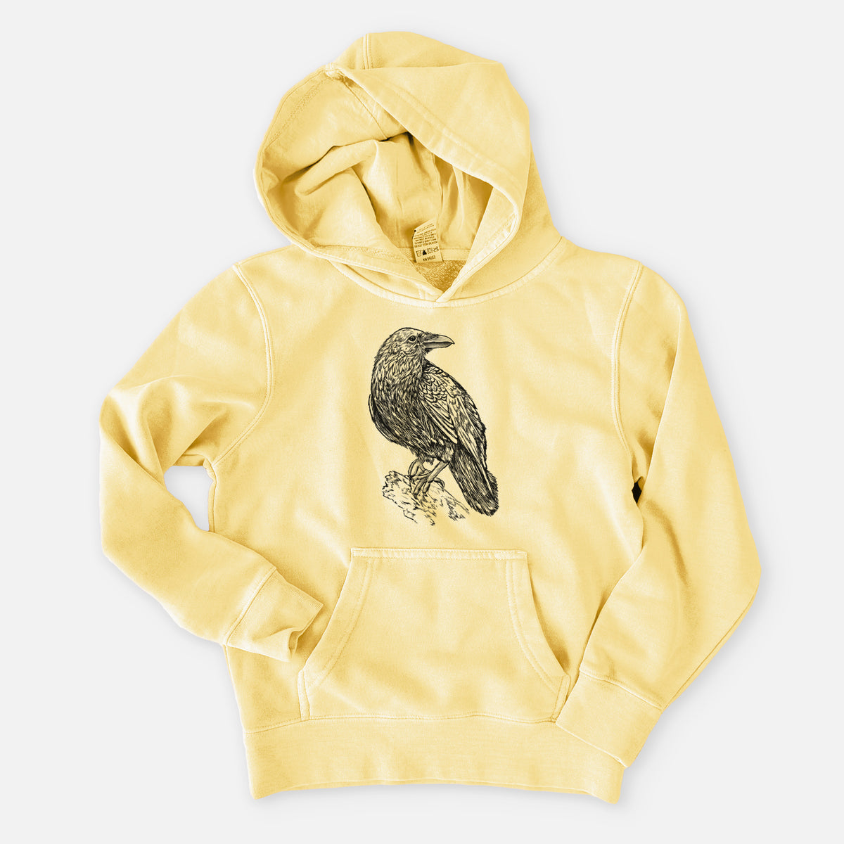 Common Raven - Corvus corax - Youth Pigment Dyed Hoodie