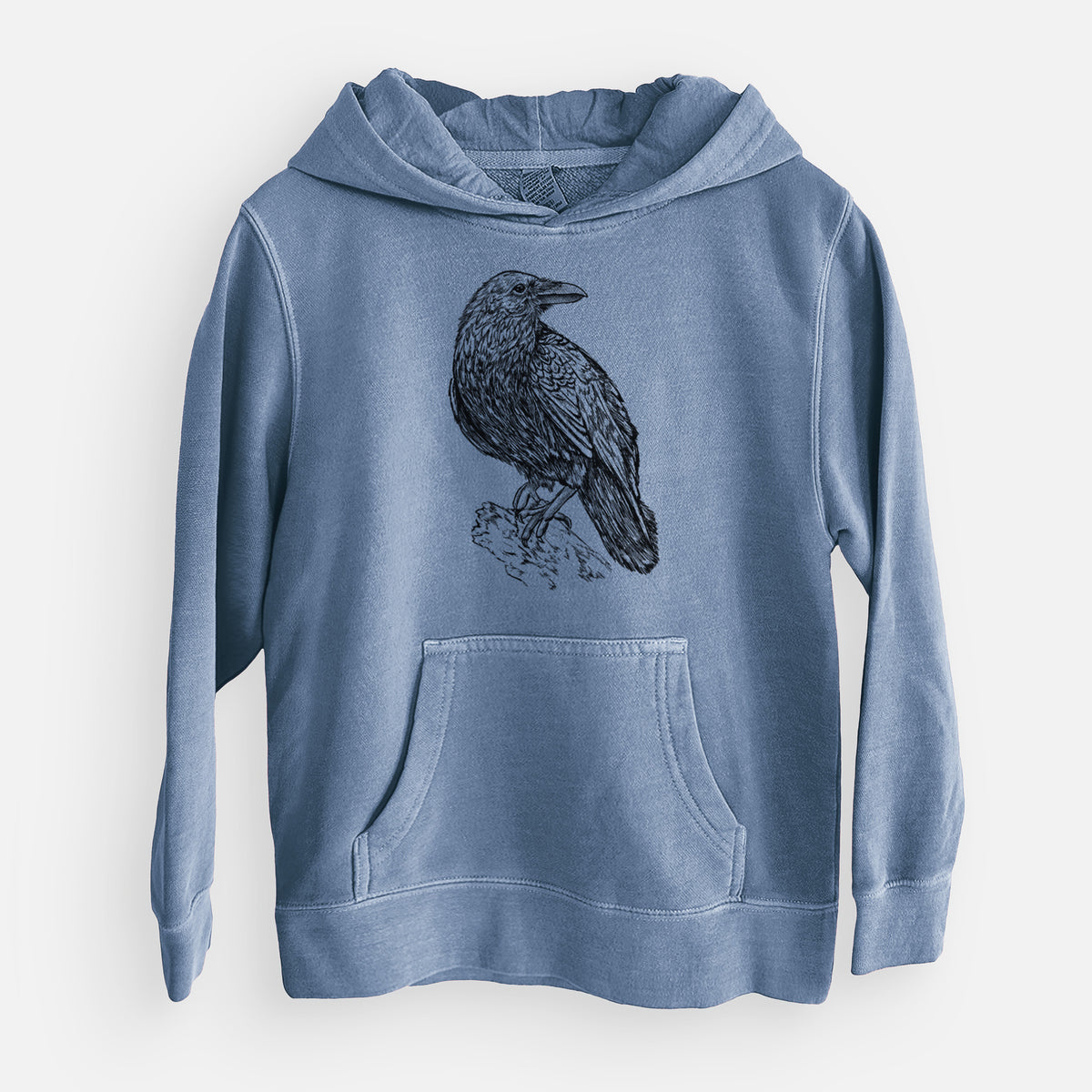 Common Raven - Corvus corax - Youth Pigment Dyed Hoodie