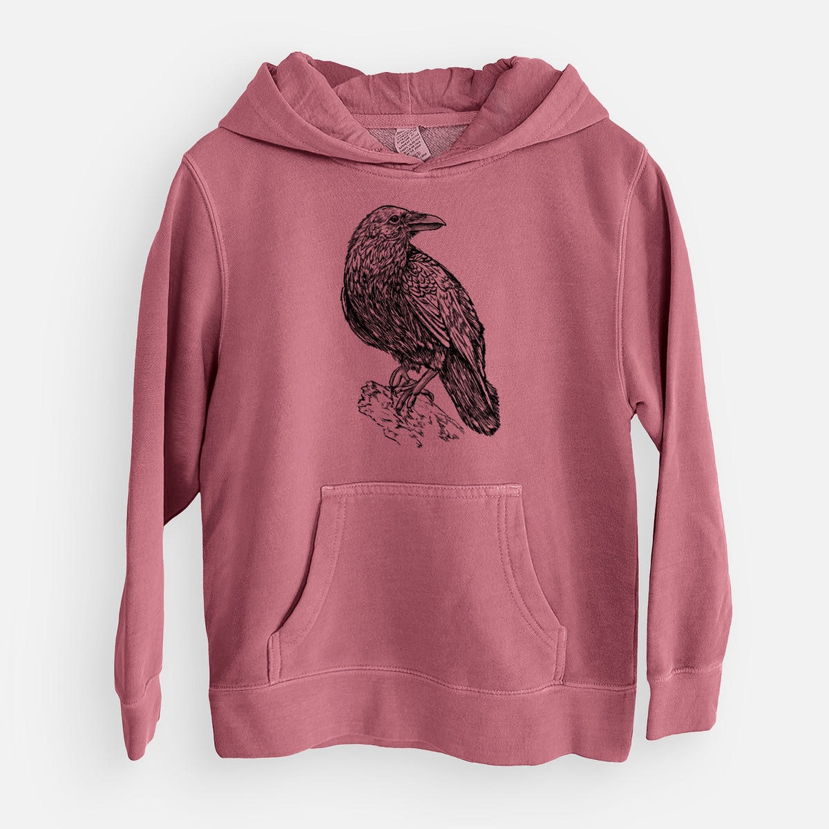 Corvus corax - Common Raven - Youth Pigment Dyed Hoodie