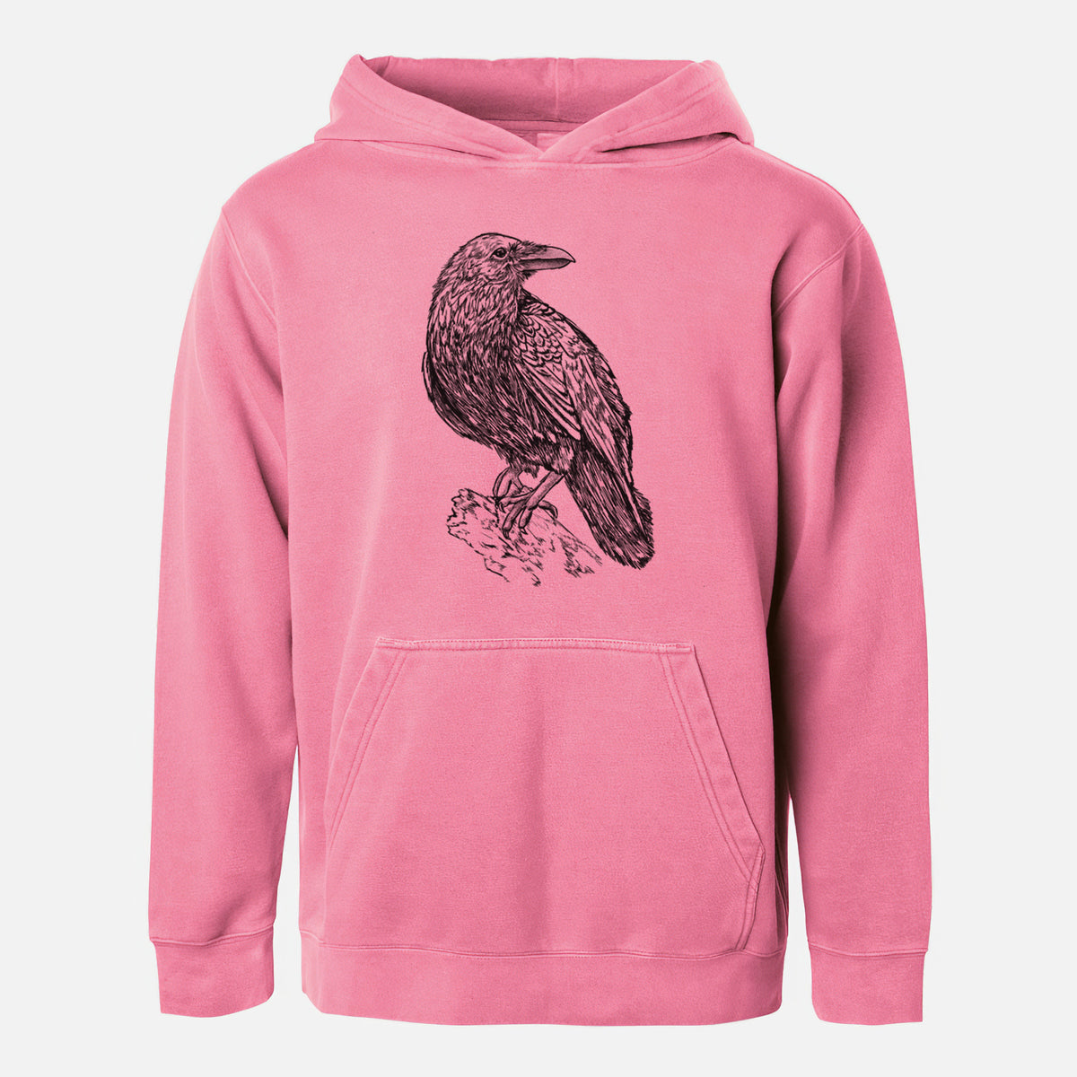 Common Raven - Corvus corax - Youth Pigment Dyed Hoodie