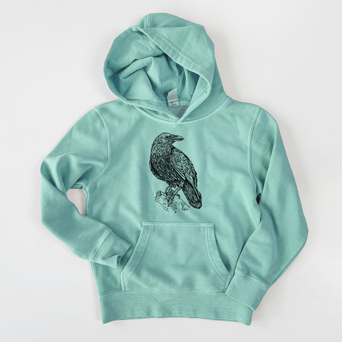 Corvus corax - Common Raven - Youth Pigment Dyed Hoodie