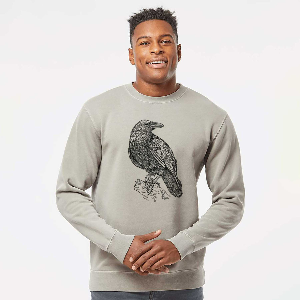 Common Raven - Corvus corax - Unisex Pigment Dyed Crew Sweatshirt