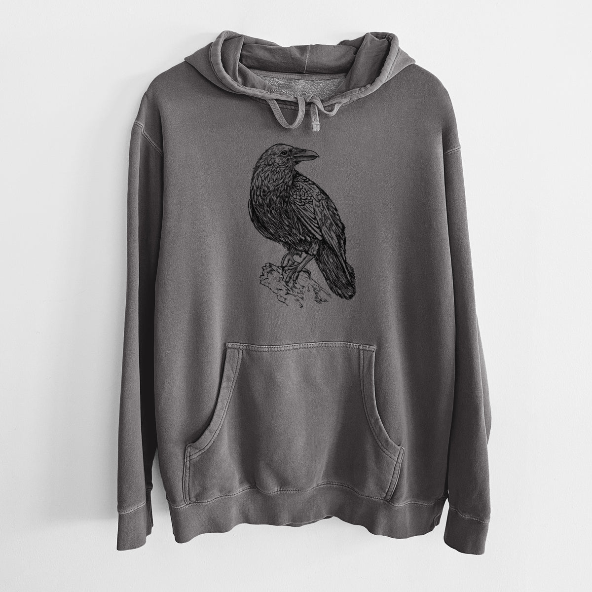 Common Raven - Corvus corax - Unisex Pigment Dyed Hoodie