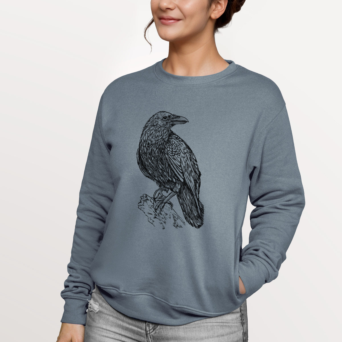 Corvus corax - Common Raven  - Unisex Reclaimed Crewneck Sweatshirt